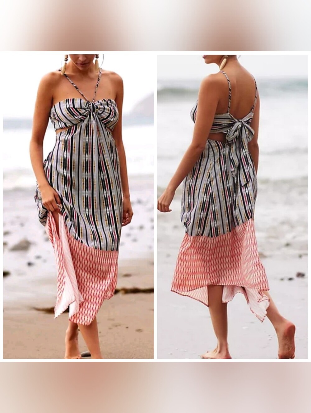 Anthropologie Bare Cutout Bandeau Halter Maxi Dress Bohemian Lounge Cover-up S